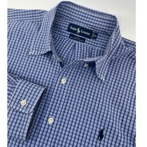 Ralph Lauren Button Down Shirt Mens XL Blue Plaid Blake Check Pony logo